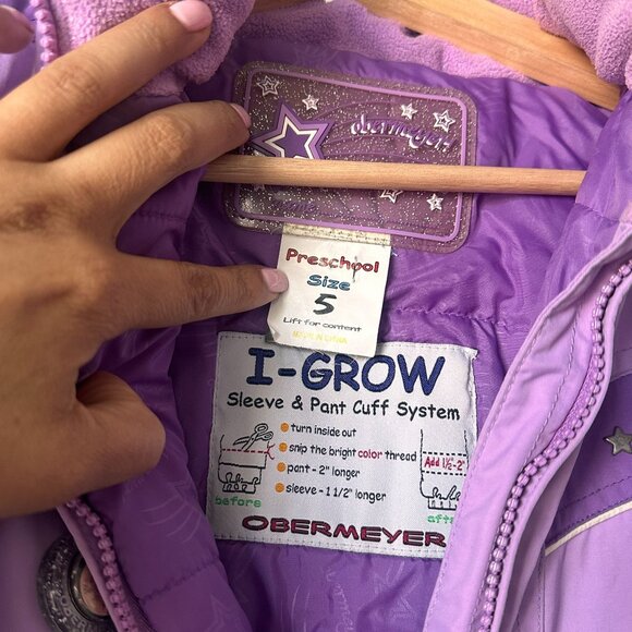 Obermeyer Stargazer Kids Ski Suit Size 5 Purple Belted Insulated Winter Snowsuit - Picture 14 of 16